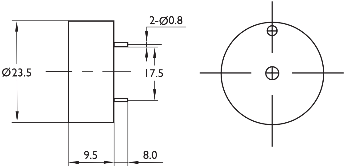 זמזם פיאזו למעגל מודפס PRO SIGNAL ABI-051-RC